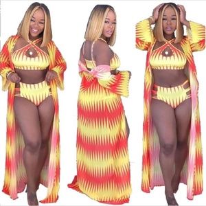 3pc swim suit with putter jacket